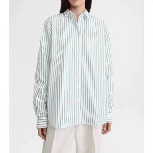 Toteme Women's Striped Cotton A-line Long Sleeved Shirt
